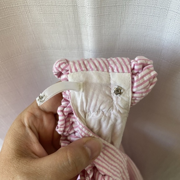 Lilly Pulitzer Vivienne Ruffle One Shoulder Dress Pink And Whir Seersucker Sz 4 - Picture 6 of 13